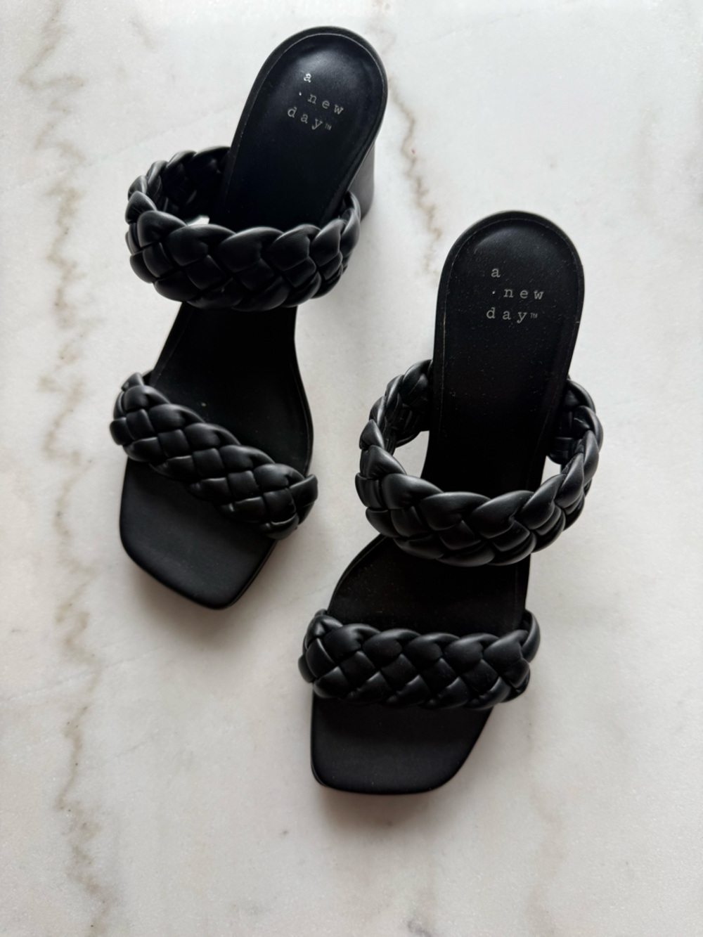 a new day Black Braided Double-Strap Slide Mules